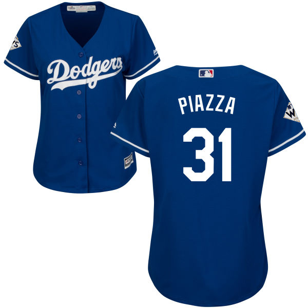 Dodgers #31 Mike Piazza Blue Alternate World Series Bound Women's Stitched MLB Jersey